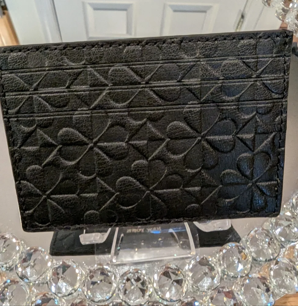 Kate Spade Hollie Spade Clover Geo Embossed Slim Card Holder NWOT
